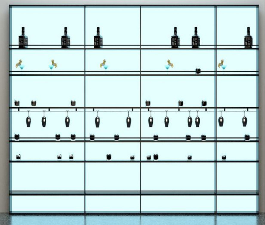 Nội thất Led Light Nhôm Kệ treo tường Kệ rượu treo tường cho gia đình