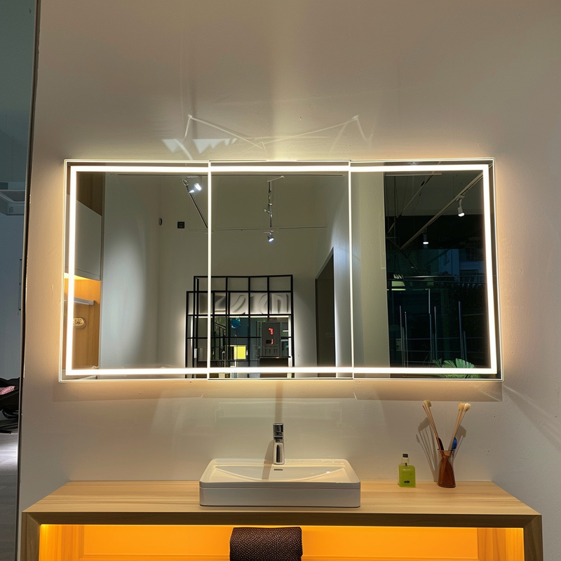 Smart Mirror Cabinet Door với tủ lạnh Tất cả đèn LED nhôm chạm mở đèn làm sạch sương mù