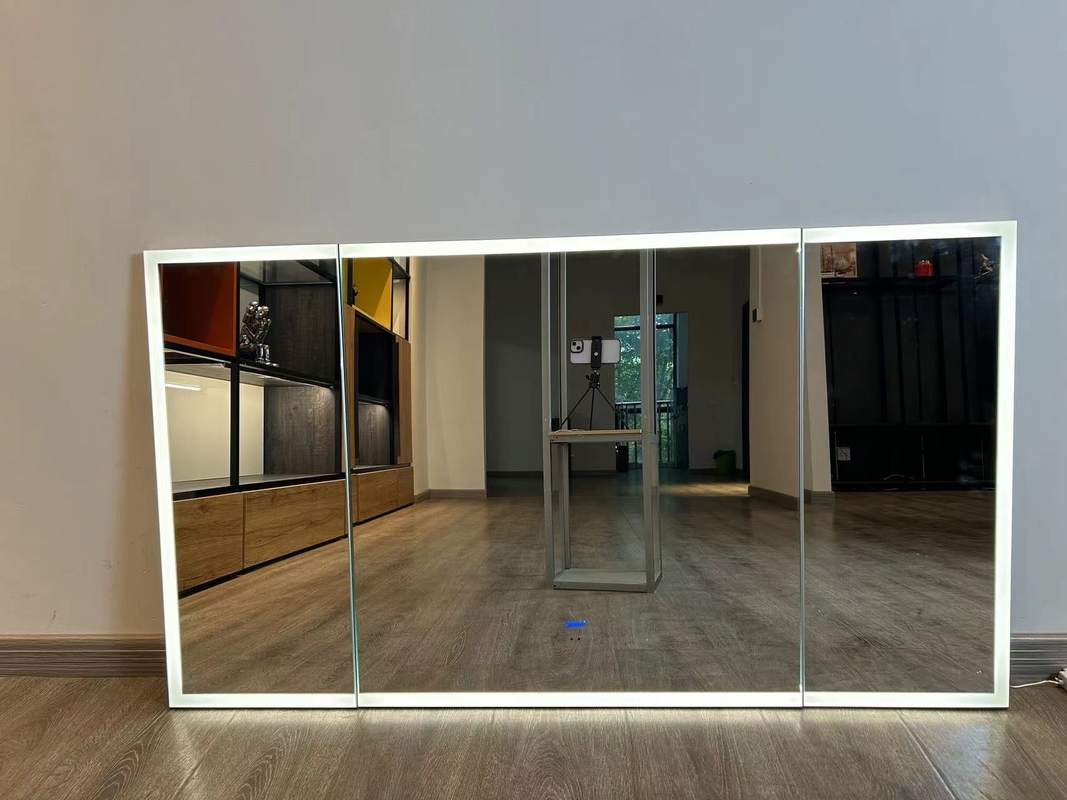 Smart Mirror Cabinet Door với tủ lạnh Tất cả đèn LED nhôm chạm mở đèn làm sạch sương mù