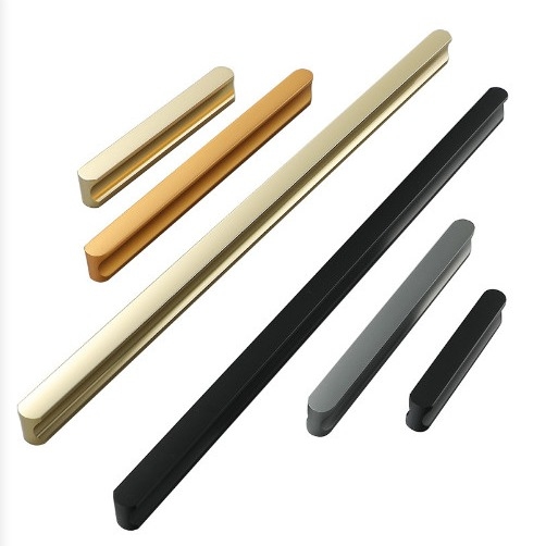 Nguồn Nhà máy Tủ quần áo đơn giản hiện đại cầm tay vàng Cabinet Door Handle Cabinet Drawer Extension Black Handle