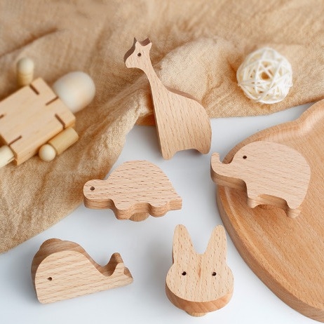 Tác phẩm hoạt hình sáng tạo phòng trẻ em động vật cửa tủ kéo gỗ rắn tủ ngăn kéo cửa tay cầm móc