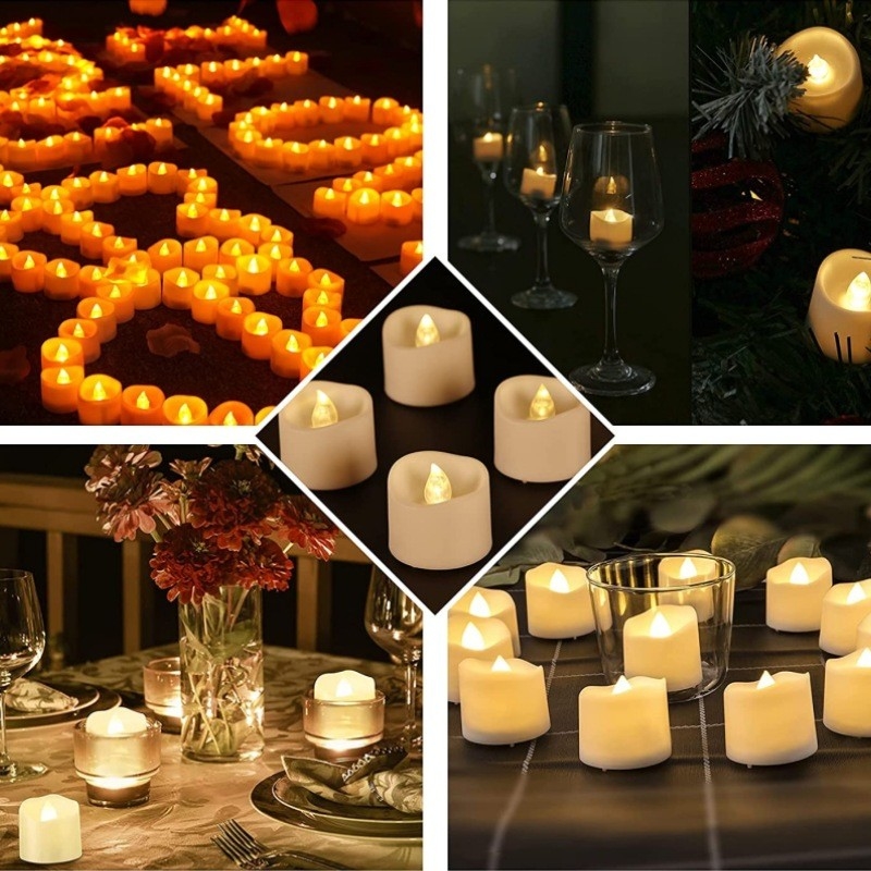 Đèn đèn LED điện tử nhấp nháy Đèn ấm pin Nến không cháy cho đám cưới Giáng sinh trang trí Halloween