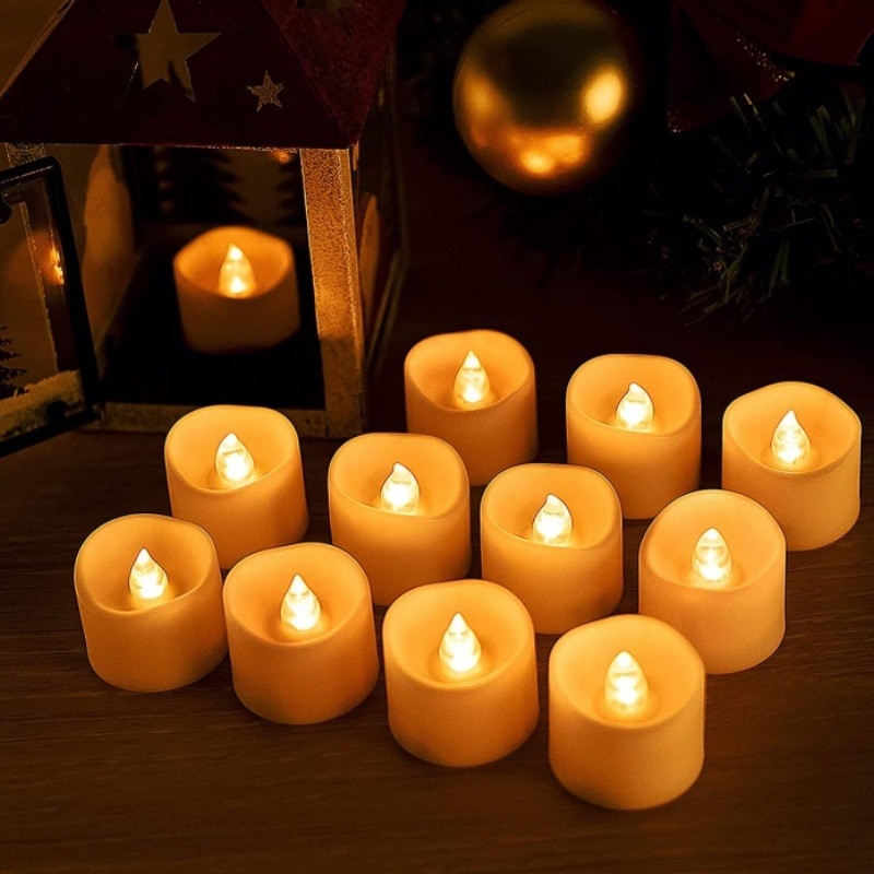 Đèn đèn LED điện tử nhấp nháy Đèn ấm pin Nến không cháy cho đám cưới Giáng sinh trang trí Halloween