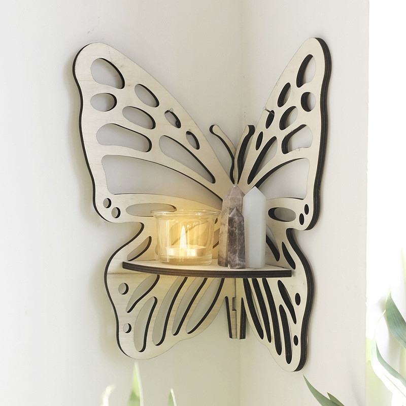Cửa hàng góc bướm gỗ Creative Shelf Wall Decorations Candle Holders For Home Decor