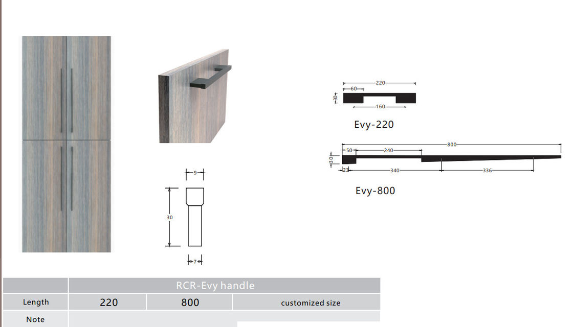 Tay nắm đồ nội thất bằng nhôm 1000mm Anodized nhiều màu cho cửa tủ